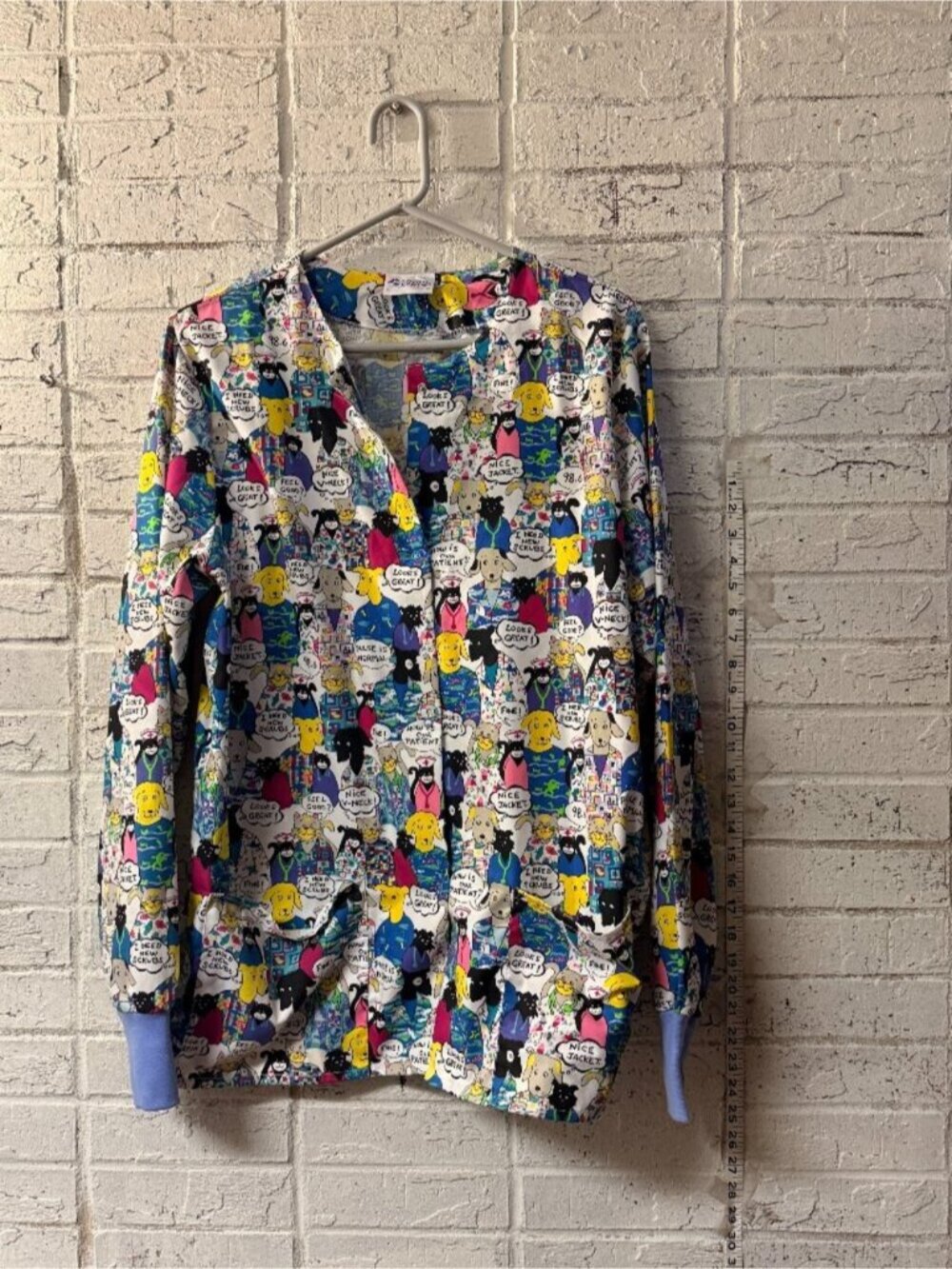 Fashion Scrubs Animal Cat Dog Print Scrub Jacket XL Nurse Medical Top